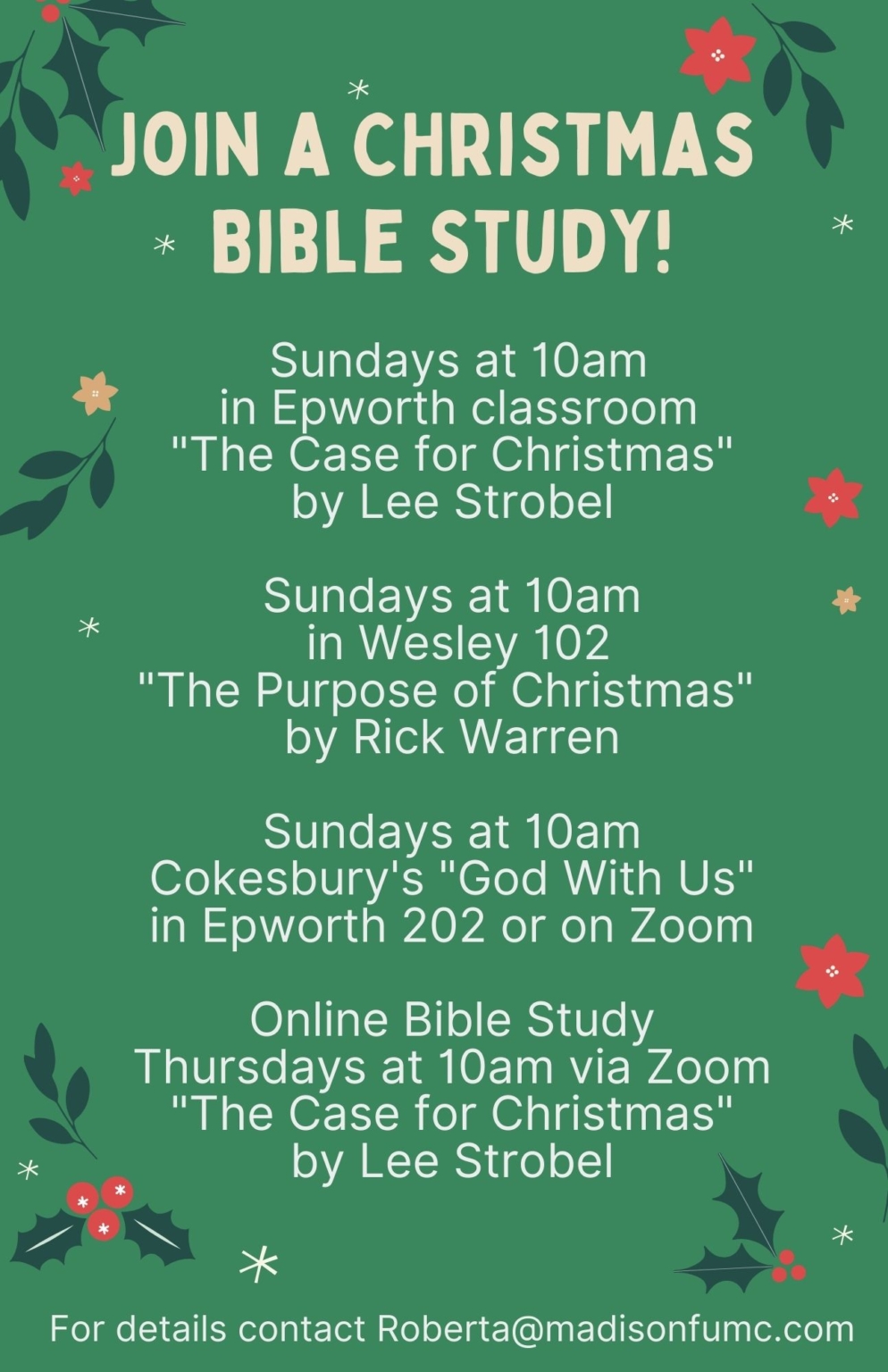 Christmas Bible Study Poster | First United Methodist Church Madison ...